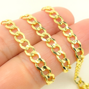 14K Solid Yellow Gold Flat Curb Chain by Foot